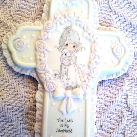 Precious Moments Porcelain Cross Plaque - Picture 1 of 4